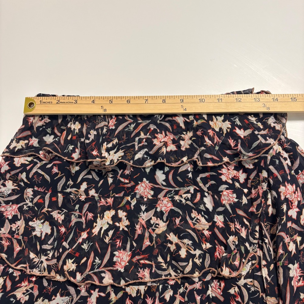 IRO Mini Skirt Size EU 36 - US Small Floral Tiered Mini Skirt Black Ruffle Party - Picture 9 of 9